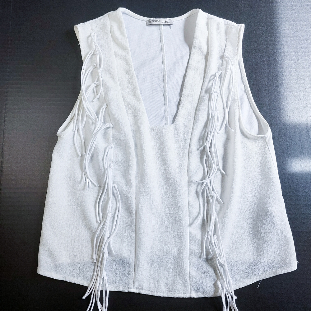 ZARA sleeveless white blouse Size M